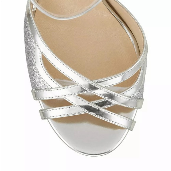 JIMMY CHOO Laurita Leather Glitter Platform Sandal - Picture 2 of 8